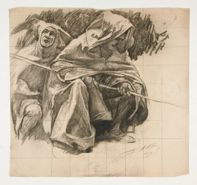 Studie av The Fisher King, fra The Quest of the Holy Grail (en serie på femten malerier for Boston Public Library, fullført i 1901) av Edwin Austin Abbey