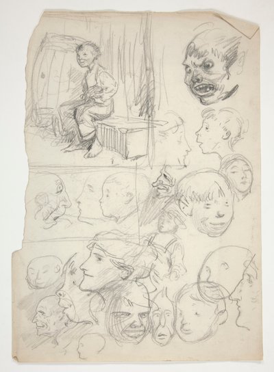 Studie av en gutt, studie av ansikter av Edwin Austin Abbey