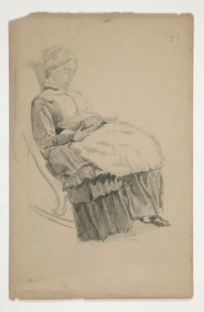 Studie av en eldre kvinne i gyngestol, lesing av Edwin Austin Abbey