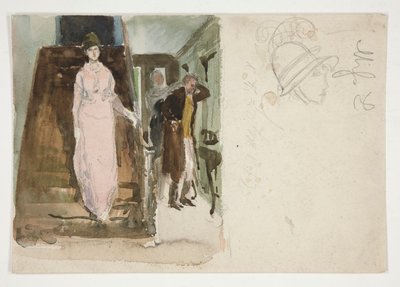 Studie av et interiør: par som forbereder seg på å dra for kvelden av Edwin Austin Abbey