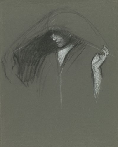Studie av drapert hode av av Edwin Austin Abbey