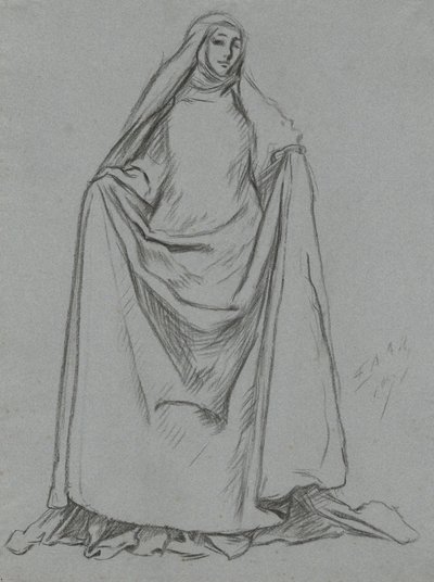 Studie av kvinneskikkelse (verso: mannsfigur) av Edwin Austin Abbey