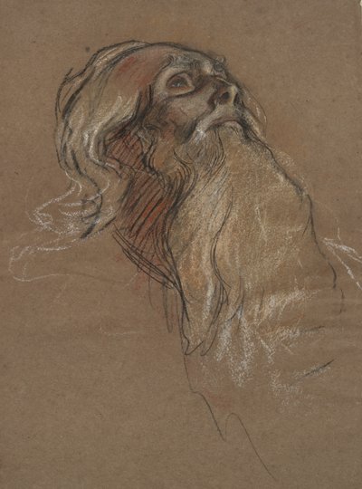 Studie av hodet til kong Amfortas, for av Edwin Austin Abbey