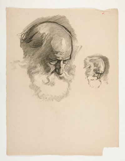 Studie av hodet til en gammel skjeggete mann, for kong Arthur av Edwin Austin Abbey