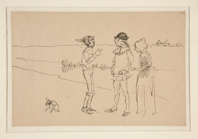 Studie av to menn, kvinne og en hund, fra Love av Edwin Austin Abbey