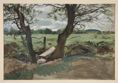 Studie av to trær og et felt av Edwin Austin Abbey