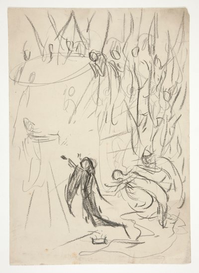 The Achievement of the Grail, studie for The Quest of the Holy Grail (serie med femten malerier for Boston Public Library, fullført i 1901) av Edwin Austin Abbey