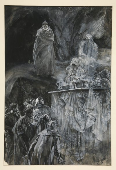 Banketten, illustrasjon til akt III, Scene iii, The Tempest av Edwin Austin Abbey