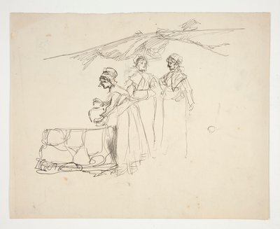 Tre kvinner ved en brønn - uidentifisert illustrasjon av Edwin Austin Abbey