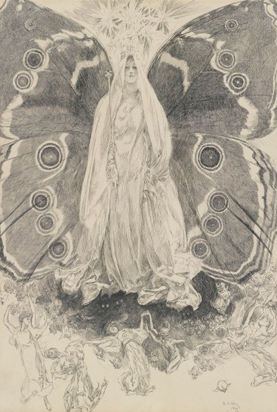 Titania, illustrasjon for akt II, Scene ii, En midtsommernatt av Edwin Austin Abbey