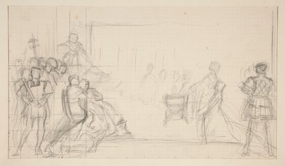 Rettssak mot dronning Catharine, studie av Edwin Austin Abbey
