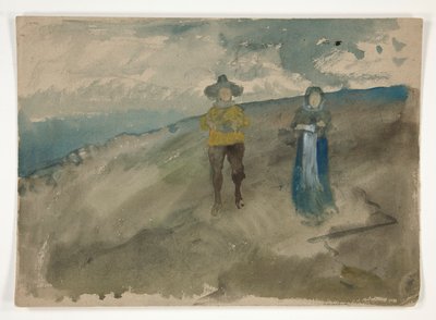 To figurer i et landskap (recto); Studie av mennesket av Edwin Austin Abbey