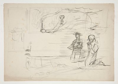 To skikkelser ber: studere for av Edwin Austin Abbey