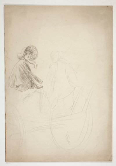 To figurer sittende på en vogn - (uidentifisert illustrasjon) av Edwin Austin Abbey