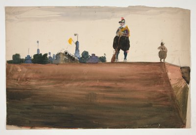 To vaktposter på toppen av en festningsmur av Edwin Austin Abbey