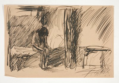 Uidentifisert illustrasjon - Studie av person i fengsel av Edwin Austin Abbey