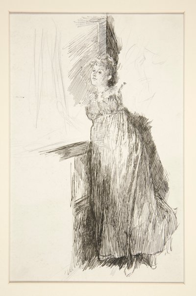 Kvinne ved vinduet - uidentifisert illustrasjon av Edwin Austin Abbey