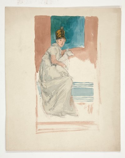 Kvinne som holder en fangehund av Edwin Austin Abbey