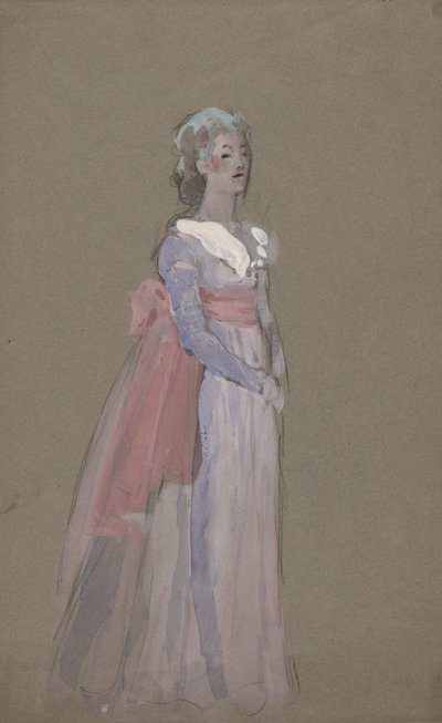 Kvinne i Empire-kjole - kostymestudie for La Tosca av Edwin Austin Abbey