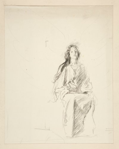 Kvinne sittende, skisse til et uidentifisert Shakespeare-skuespill av Edwin Austin Abbey