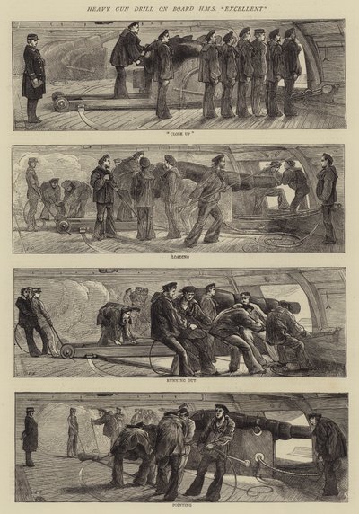 Heavy Gun Drill ombord HMS Excellent av Edwin Buckman