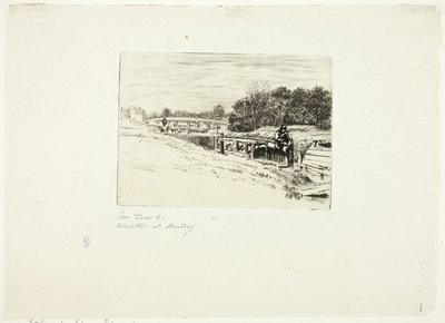 Whistler-skisser ved Moulsey Lock av Edwin Edwards