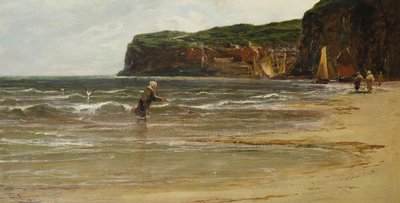 Kystutsikt med kvinnereker, ca. 1900 av Edwin Ellis