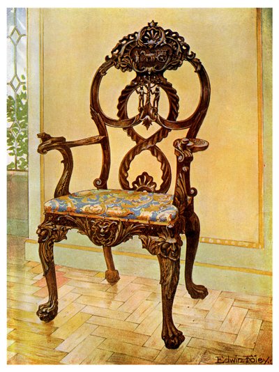 Utskåret tidlig Chippendale-formann, 1911-1912. av Edwin Foley