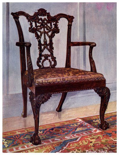 Lenestol i mahogni, stil fra Chippendale, 1911-1912. av Edwin Foley