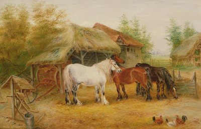 Karthester i et gårdstun av Edwin Frederick Holt