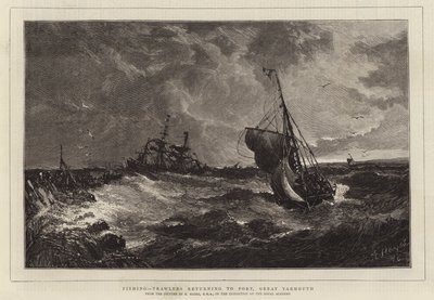 Fiske, trålere som returnerer til havn, Great Yarmouth av Edwin Hayes