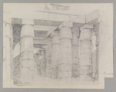 Temple of Khonsu i Karnak, 1887 (grafitt på teksturert vevd papir) av Edwin Howland Blashfield