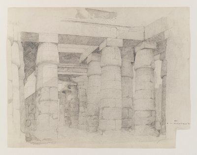 Temple of Khonsu i Karnak, 1887 (grafitt på vevd papir) av Edwin Howland Blashfield