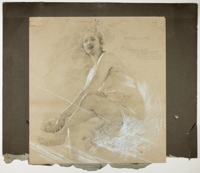 Terpsichore (recto) og Dancing Female Figure (verso), Mural Studies for Drawing Room Ceiling, Residence of Collis P. Huntington, nå Yale University Art Gallery av Edwin Howland Blashfield