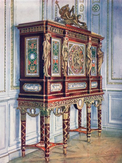 Jewel Cabinet of Queen Marie Antoinette: Av mahogni, forgylt, innlagt, utskåret og med malte plaketter av Edwin John Foley