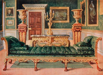 Mahogany and Gilt Georgian Suite i Gallery and Green Drawing-Room of Longford Castle av Edwin John Foley