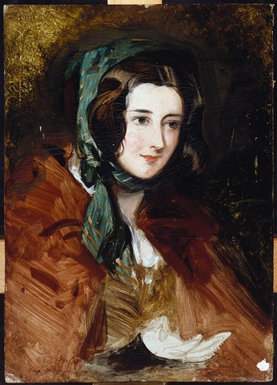 En portrettstudie av Lady Harriet Hamilton av Edwin Landseer