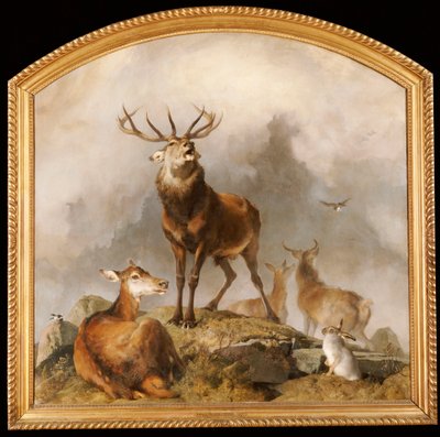 Scene i Braemar - Highland Deer av Edwin Landseer