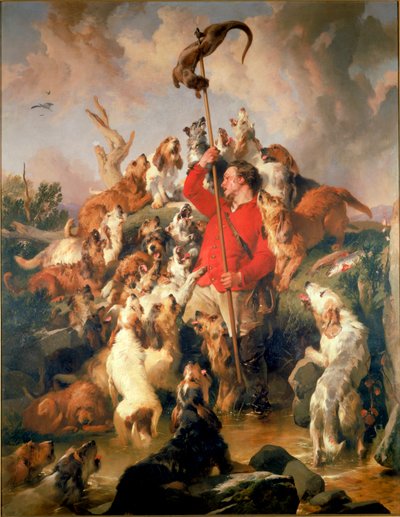 The Otter Speared, the Earl of Aberdeen's Otterhounds, ca. 1844 (olje på lerret) av Edwin Landseer
