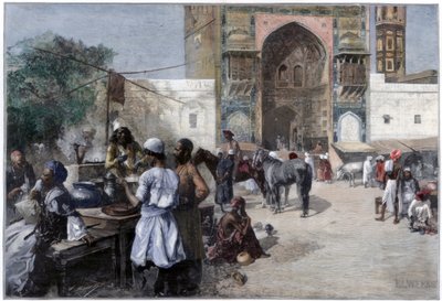 En friluftsrestaurant i Lahore, India, 1880. av Edwin Lord Weeks