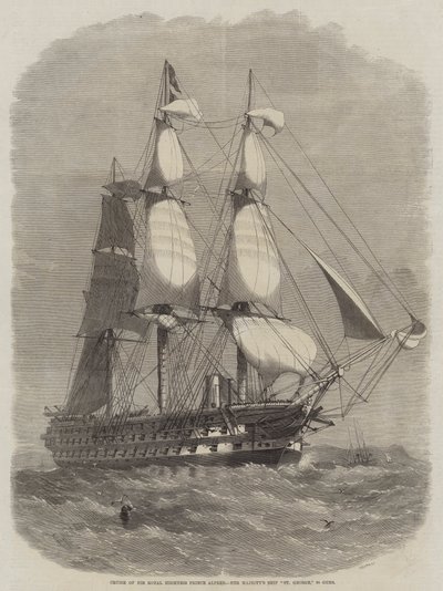 Cruise av Hans Kongelige Høyhet Prins Alfred, Hennes Majestets skip St. George, 90 kanoner av Edwin Weedon