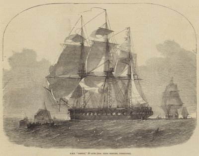 HMS Nankin, 50 våpen, ærede Keith Stewart, kommandør av Edwin Weedon