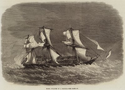 HMS Pylades in a Squall av Edwin Weedon