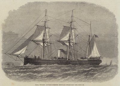 HMS Wyvern, jernbelagt dampstøt med dobbelt revolver av Edwin Weedon