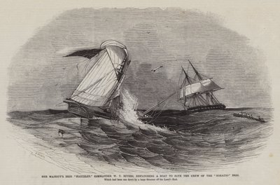 Hennes Majestets Brig Nautilus, kommandør W T Rivers, sender en båt for å redde mannskapet på Horatio Brig av Edwin Weedon