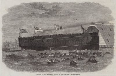 Lansering av Hennes Majestets jernkledde fregatthav i Devonport av Edwin Weedon