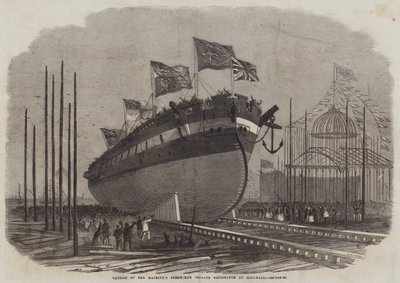 Lansering av Hennes Majestets Steam-Ram fregattmotstand på Millwall av Edwin Weedon