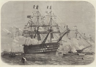 Cherbourg-festene, Hennes Majestet på besøk til keiseren og keiserinnen ombord på Bretagne av Edwin Weedon