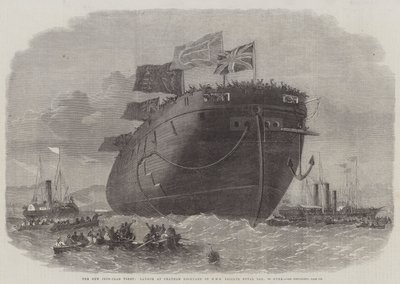 Den nye jernkledde flåten, lansert på Chatham Dockyard til HMS Fregate Royal Oak, 50 kanoner av Edwin Weedon