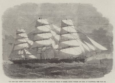 The New Iron Screw Steam-Ship London, bygget for Australian Trade av Messers Money Wigram and Sons, på Blackwall av Edwin Weedon
